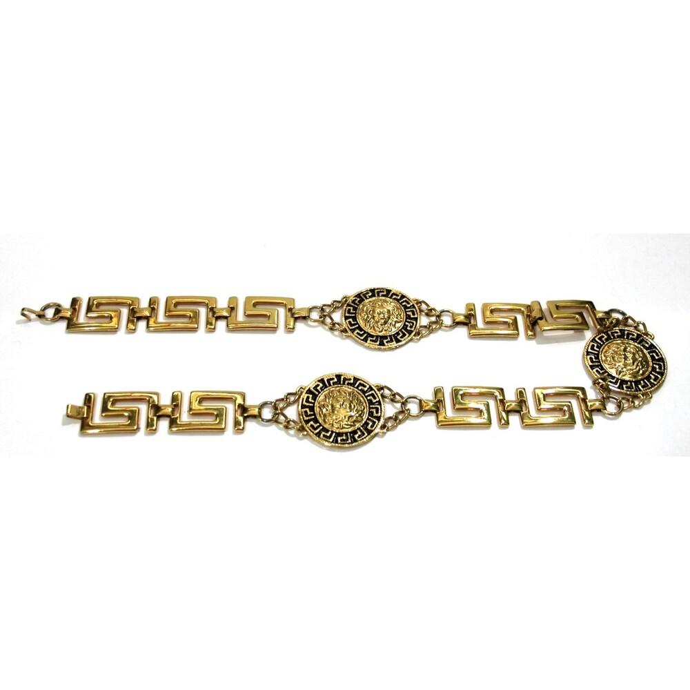 Gianni Versace Like Gold Tone Medusa Women's Chain Belt Designer Vintage Fashion - Picture 5 of 11